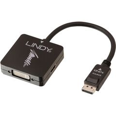 Adapter AV Lindy DisplayPort - HDMI - D-Sub (VGA) - DVI-I czarny (41028)