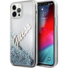 Guess Etui Guess GUHCP12LGLVSBL Apple iPhone 12 Pro Max niebieski/blue hardcase Glitter Vintage Script