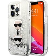 Karl Lagerfeld Etui Karl Lagerfeld KLHCP13XKICGLS Apple iPhone 13 Pro Max srebrny/silver hardcase Liquid Glitter Karl&Choupette Head