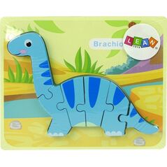 LeanToys Drewniane Puzzle Dinozaur Brachiosaur Niebieski