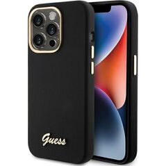 Guess Guess GUHCP15LSMBSLK iPhone 15 Pro 6.1" czarny/black hardcase Silicone Script Metal Logo & Frame