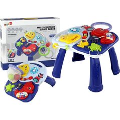 LeanToys Stolik Edukacyjny 2w1 Zwierzęta Morskie Pianinko Zegar Kosz Piłki