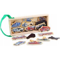 LeanToys Zestaw Magnesy Drewniane Pojazdy Statki Samoloty 20 Sztuk