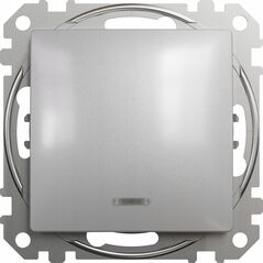 SCHNEIDERE Łącznik schodowy Schneider Sedna Design SDD113106L z podświetleniem srebrne aluminium Design & Elements