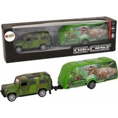LeanToys Zestaw Pojazdów Jeep z Naciągiem Przyczepa z Dinozaurami