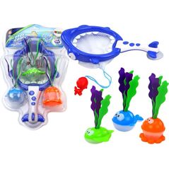 LeanToys Zabawki Do Kąpieli Sitko Kosz 2w1 Rekin Rybki z Glonami