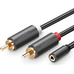 Kabel Ugreen Jack 3.5mm - RCA (Cinch) x2 0.25m czarny (UGR649BLK)