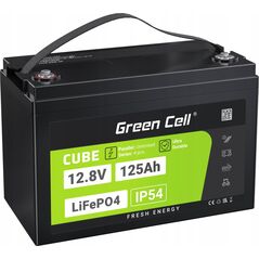 Green Cell Green Cell CUBE LiFePO4 125Ah 12.8V 1600Wh Lithium Iron Phosphate Battery for Camper, Solar, Off-Grid System, Boat
