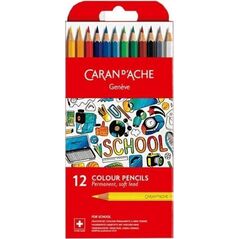 Caran d`Arche Kredki permanentne CARAN DACHE, 12 kolorów, School Line