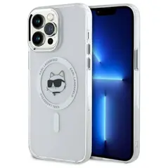 Karl Lagerfeld KLHMP14XHLSCHH Apple iPhone 14 Pro Max hardcase IML Metal Choupette Head MagSafe white
