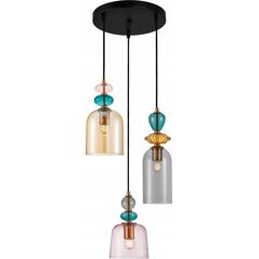 Lampa wisząca Italux Italux Namos PND-27092-3A-MC-BRO lampa wisząca zwis nowoczesna modern metalowa szklany klosz miska 3x40W E27 czarna/multikolor