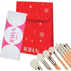 Ibra IBRA_SET pedzle do makijażu 9szt. + paleta 3 rozświetlaczy Glow Trio + Torebka prezentowa