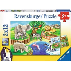 Ravensburger Puzzle 2x12el. Zwierzęta w ZOO 076024 RAVENSBURGER