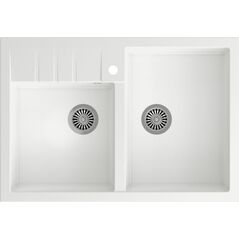Zlewozmywak Quadron BILL 120 GraniteQ snow white/elementy stalowe