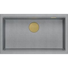 Zlewozmywak GraniteQ LOGAN 110 GraniteQ zlewozmywak silver stone 76x44x23,5 cm 1-komorowy podwieszany z syfonem manualnym złoty