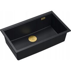 Νεροχύτης GraniteQ LOGAN 110 GraniteQ νεροχύτης καθαρού άνθρακα 76x44x23,5 cm 1 μπολ σε εσοχή με χειροκίνητο σιφόνι χρυσό 12945717 5905505500169