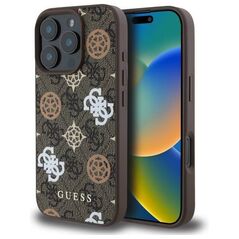 Original Case IPHONE 16 PRO MAX Guess Hardcase IML Peony On 4G Background MagSafe (GUHMP16XP4PWPW) brown 3666339303082