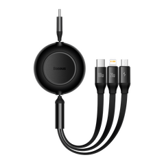 Baseus cable Bright Mirror 2 3w1 USB - micro USB + Lightning + USB-C 1,1m 100W black retractable 6932172609139