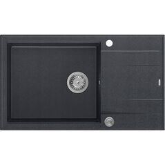 Zlewozmywak GraniteQ EVAN 136 XL GraniteQ zlewozmywak z syfonem Push To Open 1-komorowy z/o (860x500x210| kom. 420x490) black diamond / elementy stalowe