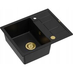 Zlewozmywak GraniteQ MORGAN 116 GraniteQ zlewozmywak pure carbon z syfonem Push To Open kol. złoty 1-komorowy z/o + zaczepy 4 szt