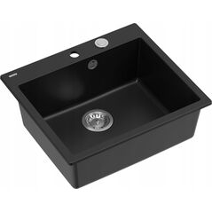 Zlewozmywak GraniteQ MORGAN 110 GraniteQ zlewozmywak pure carbon z syfonem Push To Open stal szlachetna 1-komorowy b/o + zaczepy 4 szt