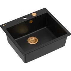 Zlewozmywak GraniteQ MORGAN 110 GraniteQ zlewozmywak pure carbon z syfonem Push To Open kol. miedziany 1-komorowy b/o + zaczepy 4 szt