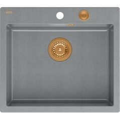 Zlewozmywak GraniteQ MORGAN 110 GraniteQ zlewozmywak silver stone z syfonem Push To Open kol. miedziany 1-komorowy b/o + zaczepy 4 szt