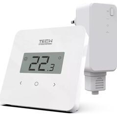 Tech Tech regulator pokojowy bezprzewodowy T-2.2, dwustanowy z pomiarem wilgotności, montaż natynkowy, biały STT-2.2WH