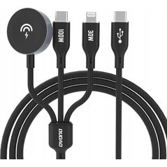 Kabel z ładowarką do Apple Watch Dudao A12Max+ PD 100W 3w1: USB-C Lightning 1,2m - czarny