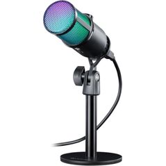 Mikrofon przewodowy Defender GLOW GMC 400 ze statywem STREAM strumieniowy RGB USB