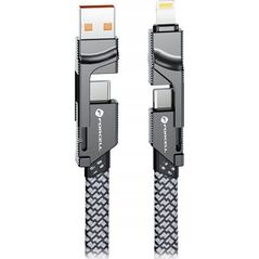 Καλώδιο ForCell FORCELL F-ENERGY C241 4 σε 1 Τύπος C / USB A έως Τύπος C / Lightning QC PD 3A 60W 1 m χρώμιο 14393248 5903400000000