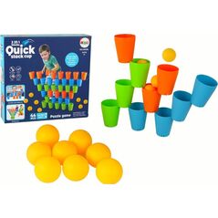 Układanka Kubeczki Gra 3 w 1 44 Elementy LEAN Toys
