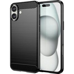 Θήκη Hurtel Silicone Carbon για iPhone 16 Plus - μαύρη 14202357 5907769364747