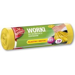 Anna Zaradna Worki na śmieci do segregacji odpadów plastikowych i metalowych LDPE 120L 10szt żółte - AZ1-WNS-7058