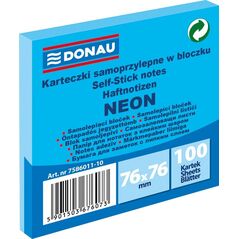 Donau BLOCZEK SAMOPRZYLEPNY, DONAU, 76X76MM, 100K, NEON NIEBIESKI 7586011-10