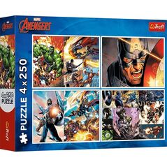 Trefl PUZZLE 4X250 TREFL AVENGERS BOHATERSKIE DNI PUD6