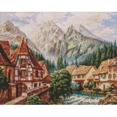 Ideyka Diamentowa mozaika - Miasto w górach 40x50cm