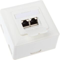 InLine Gniazdo natynkowe sieciowe 2x RJ45 Cat.6 - białe poziome (75602J)