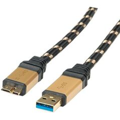 Kabel USB Roline USB-A - 0.8 m Czarny Złoty (11888878)
