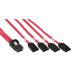 InLine SFF 8087 - SATA x4, 0.75m, Czerwony (27610)