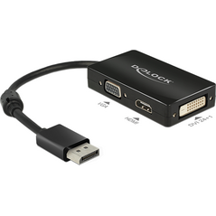 Adapter AV Delock DisplayPort - HDMI - D-Sub (VGA) - DVI-D czarny (62656)