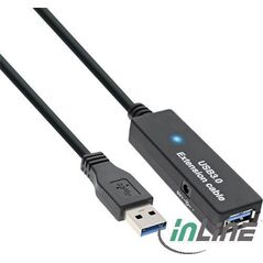 Kabel USB InLine USB-A - USB-A 20 m Czarny (35657)