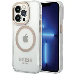 Guess case for iPhone 15 Pro Max 6,7&quot; GUHMP15XHTRMD gold HC Magsafe Metal Outline 3666339196929