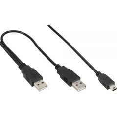 Kabel USB InLine 2x USB-A - miniUSB 1.5 m Czarny (33107Y)