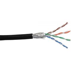 InLine Patchcord sieciowy SF/UTP, Cat.5e, AWG26, CCA, PVC, czarny, 100m (72099S)