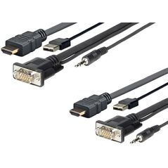Kabel VivoLink MiniJack 3.5 mm - MiniJack 3.5 mm, USB HDMI D-Sub (VGA), 5, Czarny (PROHDMIMVGA5)