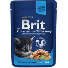 Brit Premium Cat Pouches Chicken Chunks for Kitten 100g