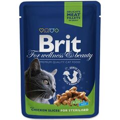 Brit Premium Cat Pouches Chicken Slices for Sterilised 100g