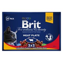 Brit Premium Cat Pouches Meat Plate 4x100g