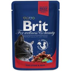Brit Premium Cat Pouches with Beef Stew & Peas 100g